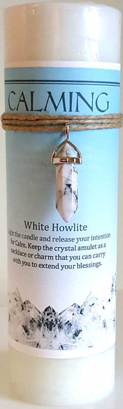 Calming pillar candle with White Howlite pendant