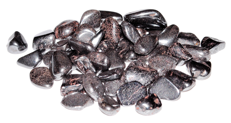 1 lb Hematite tumbled chips 3-5mm - Click Image to Close